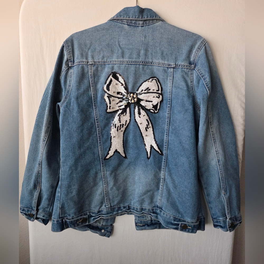 Ali Dee Western Sequin Bow Denim Jacket ✨ Glam Cowgirl Coquette